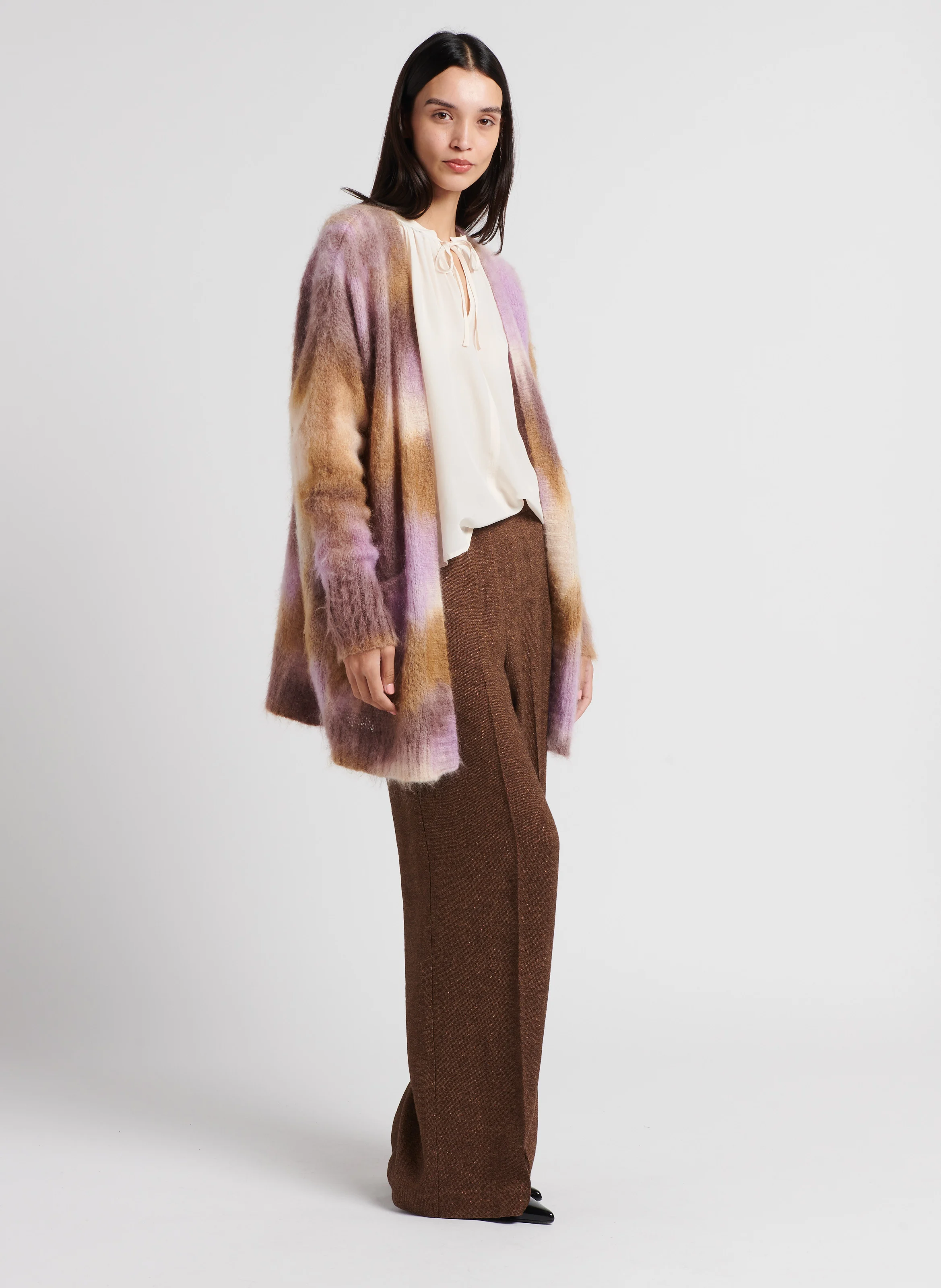 PUEBLO - Pantalon évasé taille haute | Marron