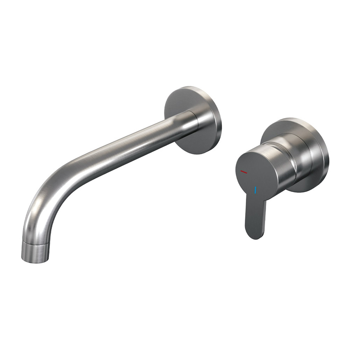 Brauer Brushed Edition ColdStart wastafelkraan inbouw gebogen uitloop en rozetten model D1 RVS geborsteld PVD