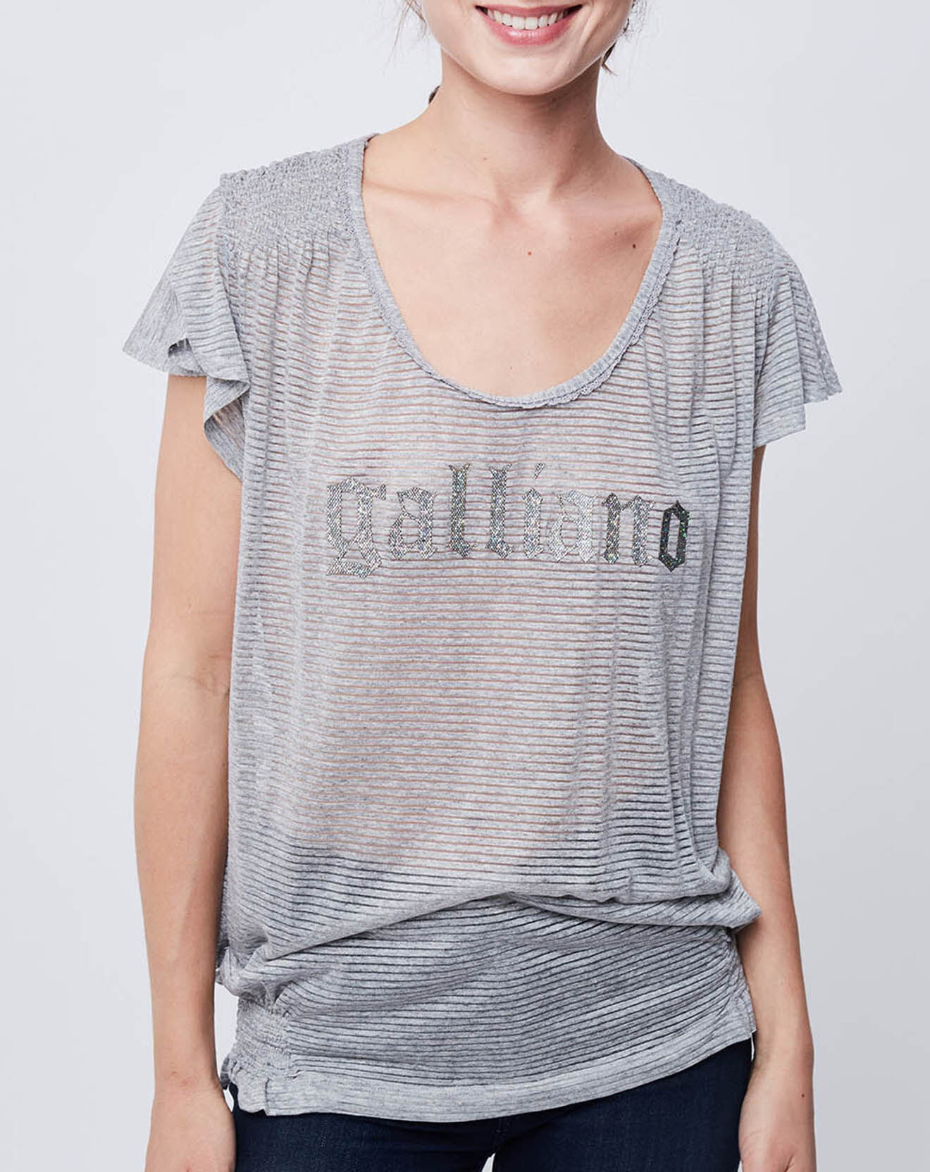 John Galliano T-Shirt fluide gris souris