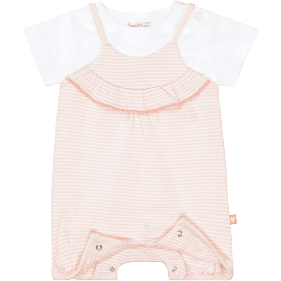 STACCATO Strampler+Shirt soft peach gestreift