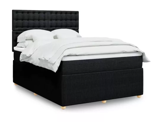 Sommier à lattes de lit avec matelas Noir 140x190 cm Tissu