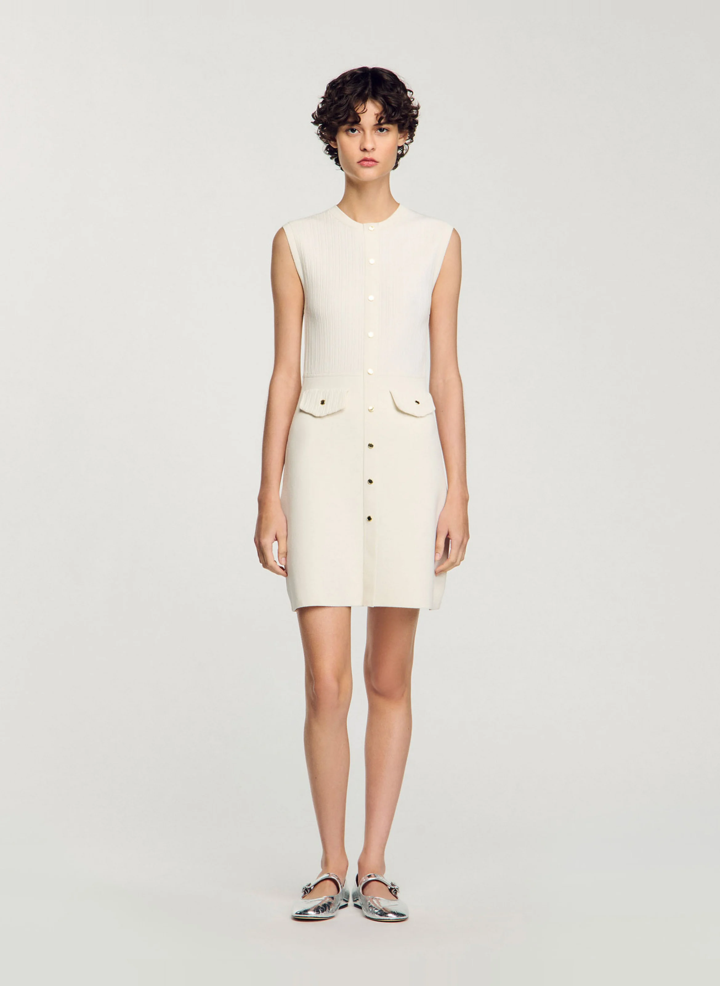 Robe courte en maille côtelée | Blanc