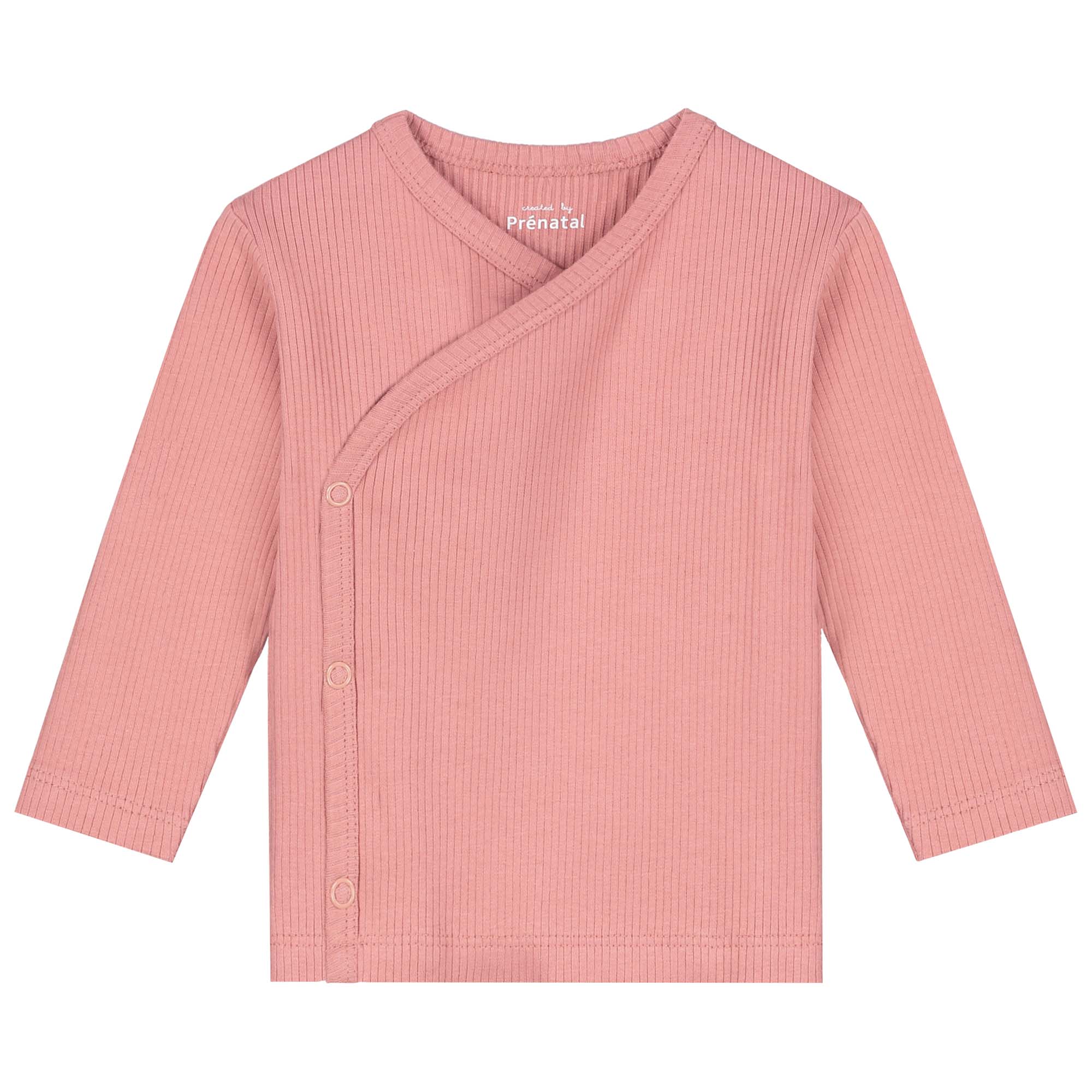 Prénatal newborn overslagshirt rib lange mouwen effen roze