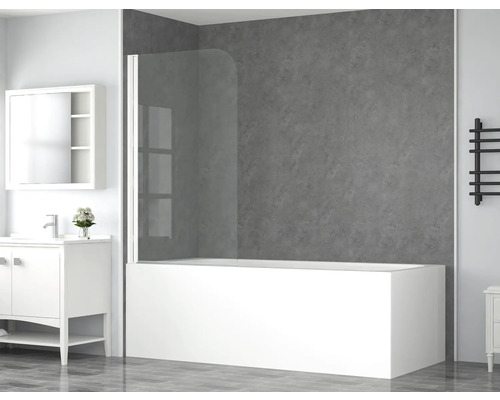form&style badwand, 1-delig, BAFIA, 750 x 1400 mm, helder glas, profielkleur wit