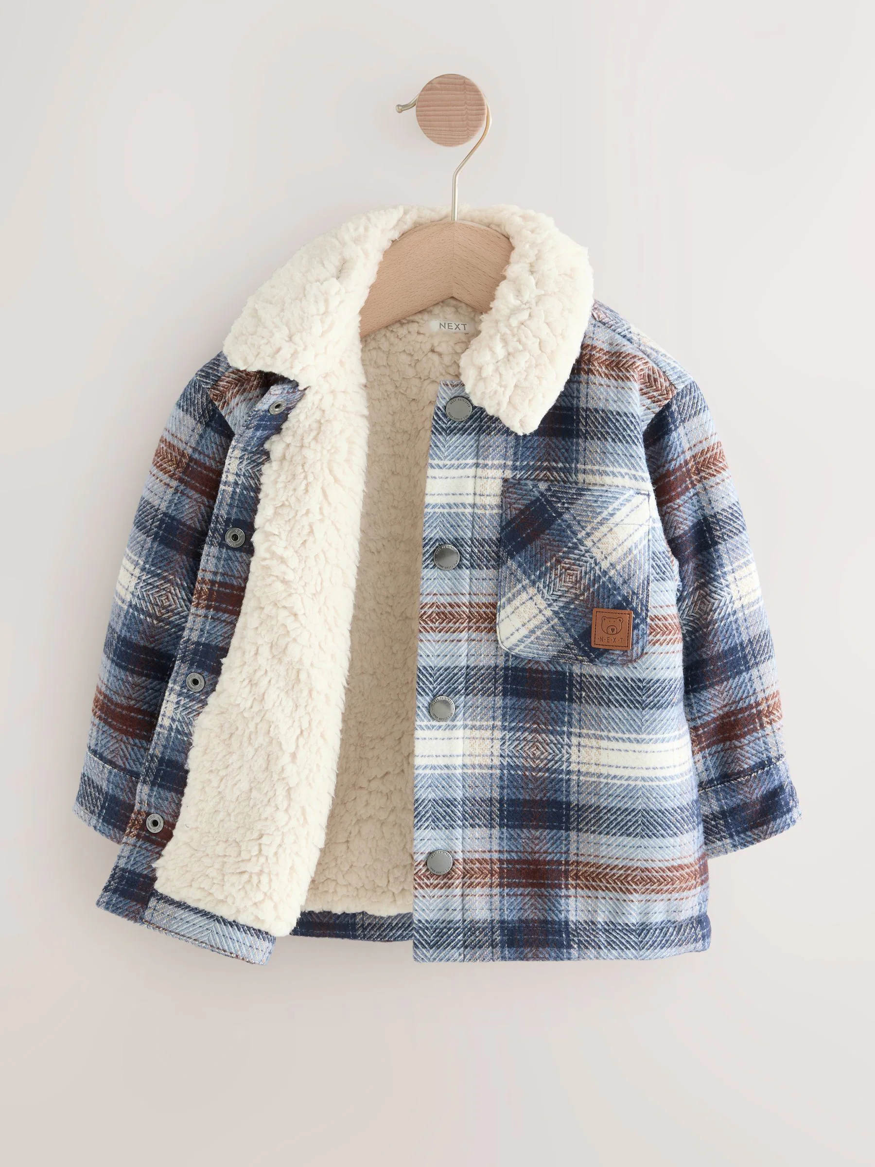 Blauw - Geruite shacket met borgvoering (3mnd -7jr)