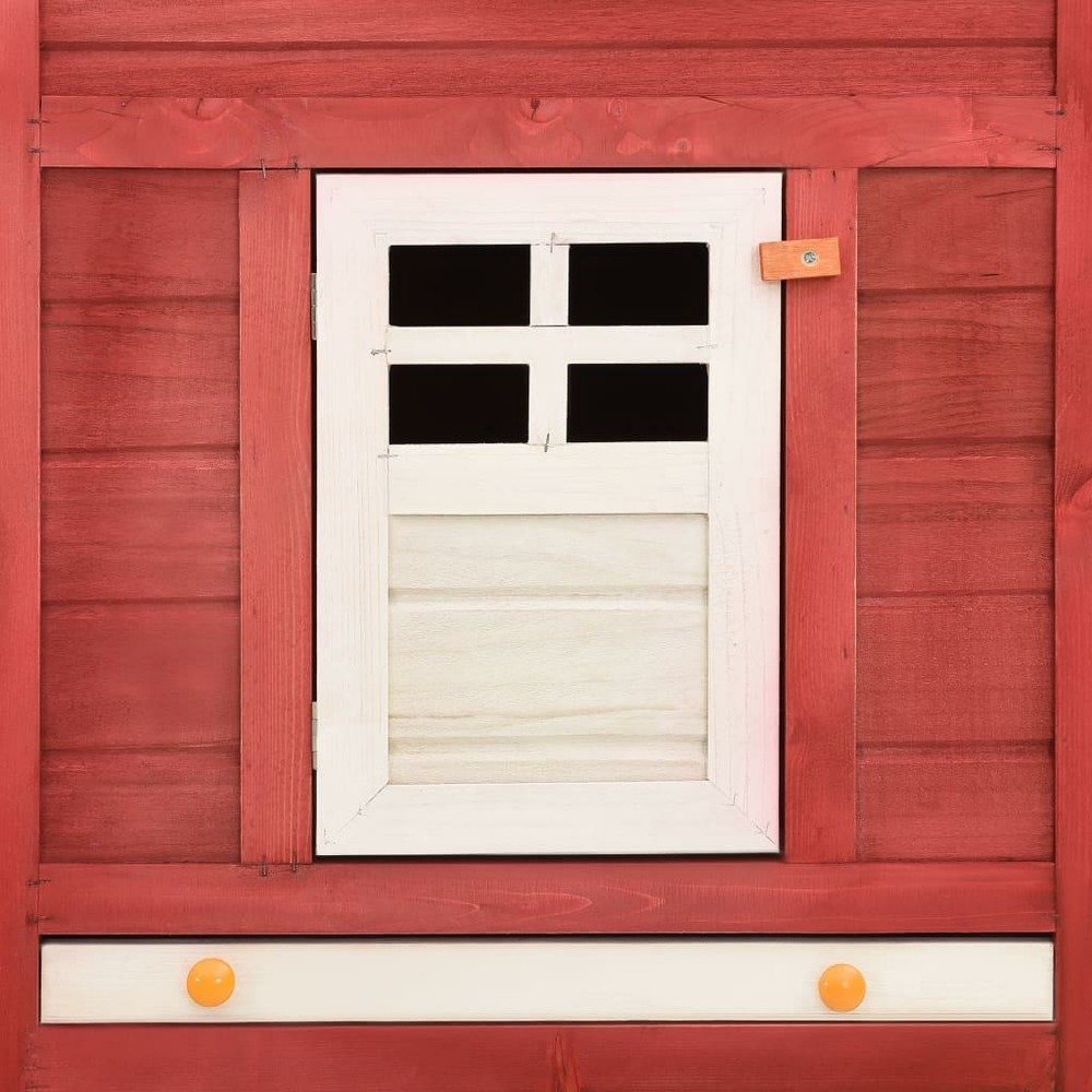 Clapier d'extérieur 250 x 192 x 105 cm avec piste rouge et blanc bois de sapin
