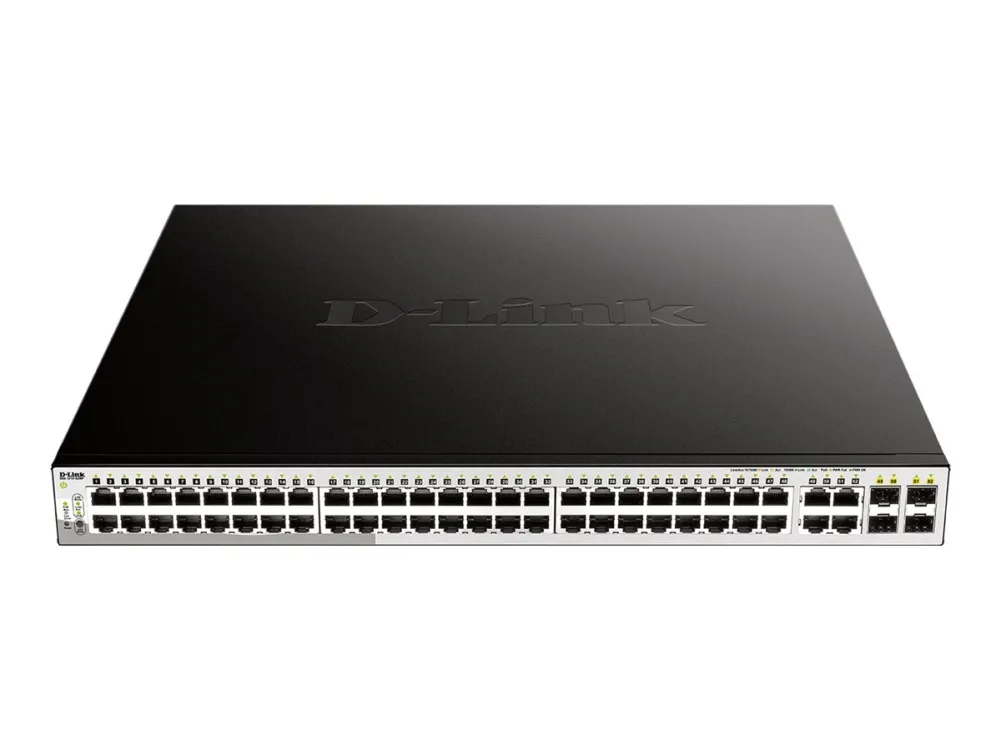 D-Link Web Smart DGS-1210-52MP - Switch - Administreret - 8 x 10/100/1000 (PoE )   40 x 10/100/1000 (PoE)   4 x SFP - desktop, monterbar på stativ - PoE  (370 W)