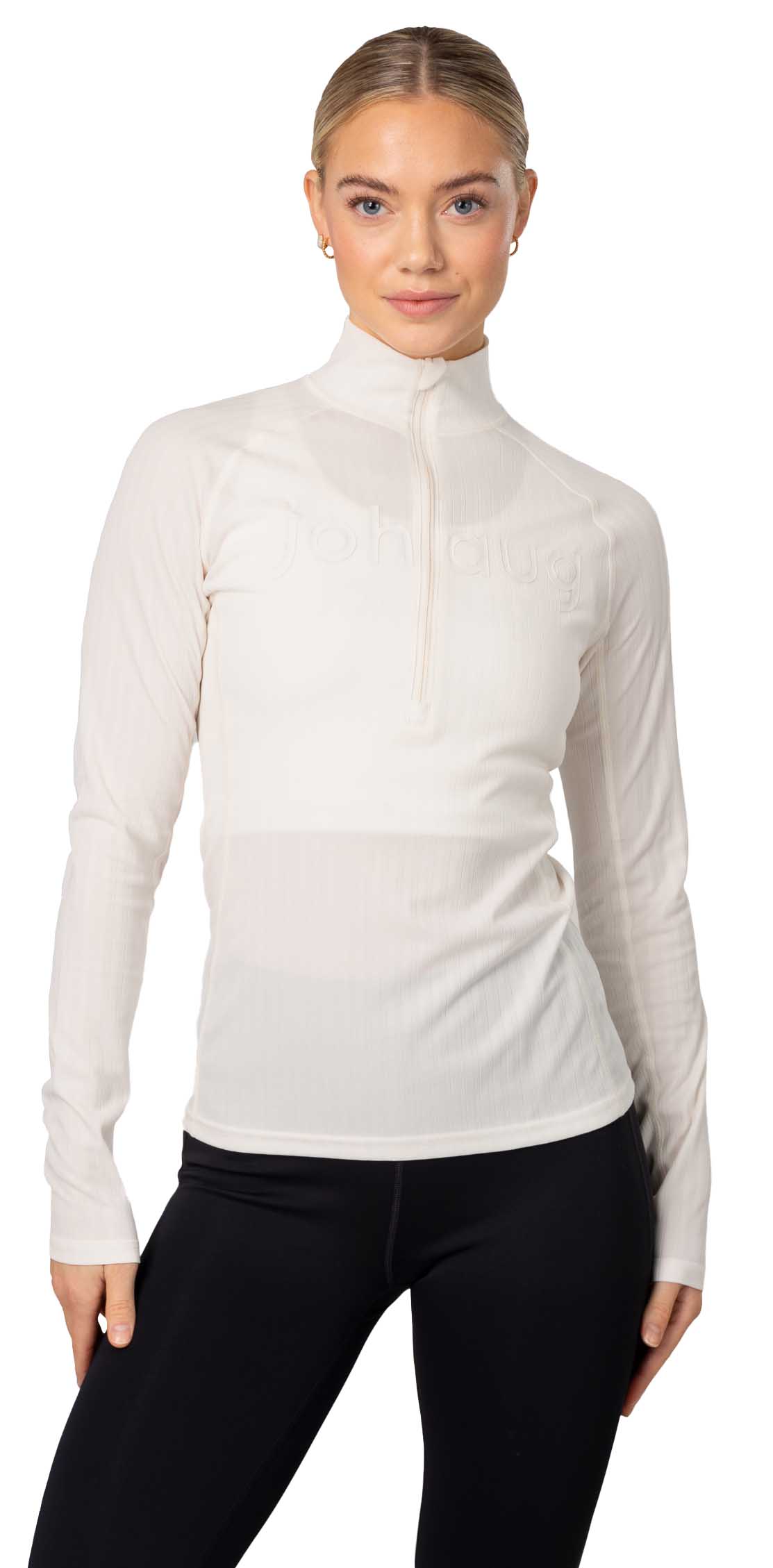 Rib Tech Half Zip Dame Tofu White