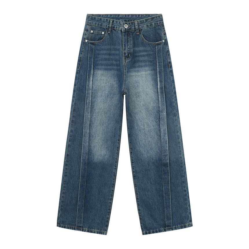 FAERIS - Hoge taille gewassen losse jeans