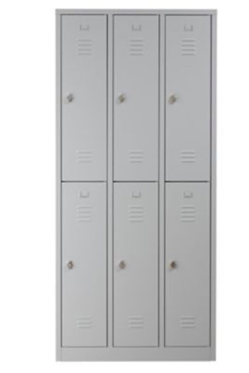 PROREGAL Garderobekast Camel 6 Compartimenten HxBxD 195 x 90 x 50 cm Hangslot Grijs
