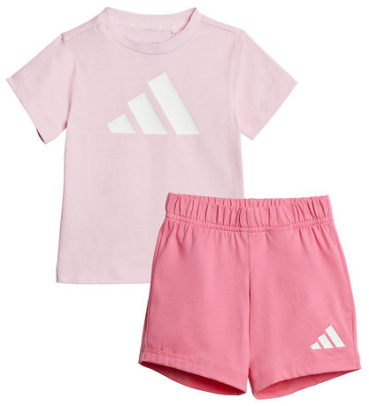 adidas Performance T-Shirt/Shorts - 160 - Rosa/Weiß