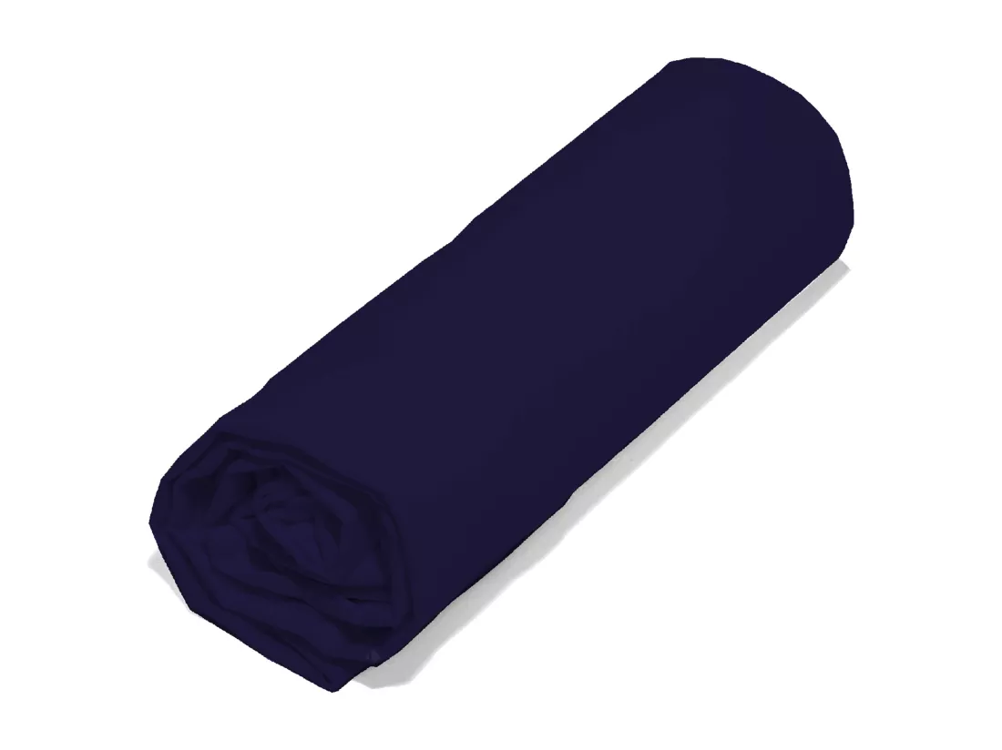 Drap housse 90x190 cm polyester microfibre LAGO bleu marine