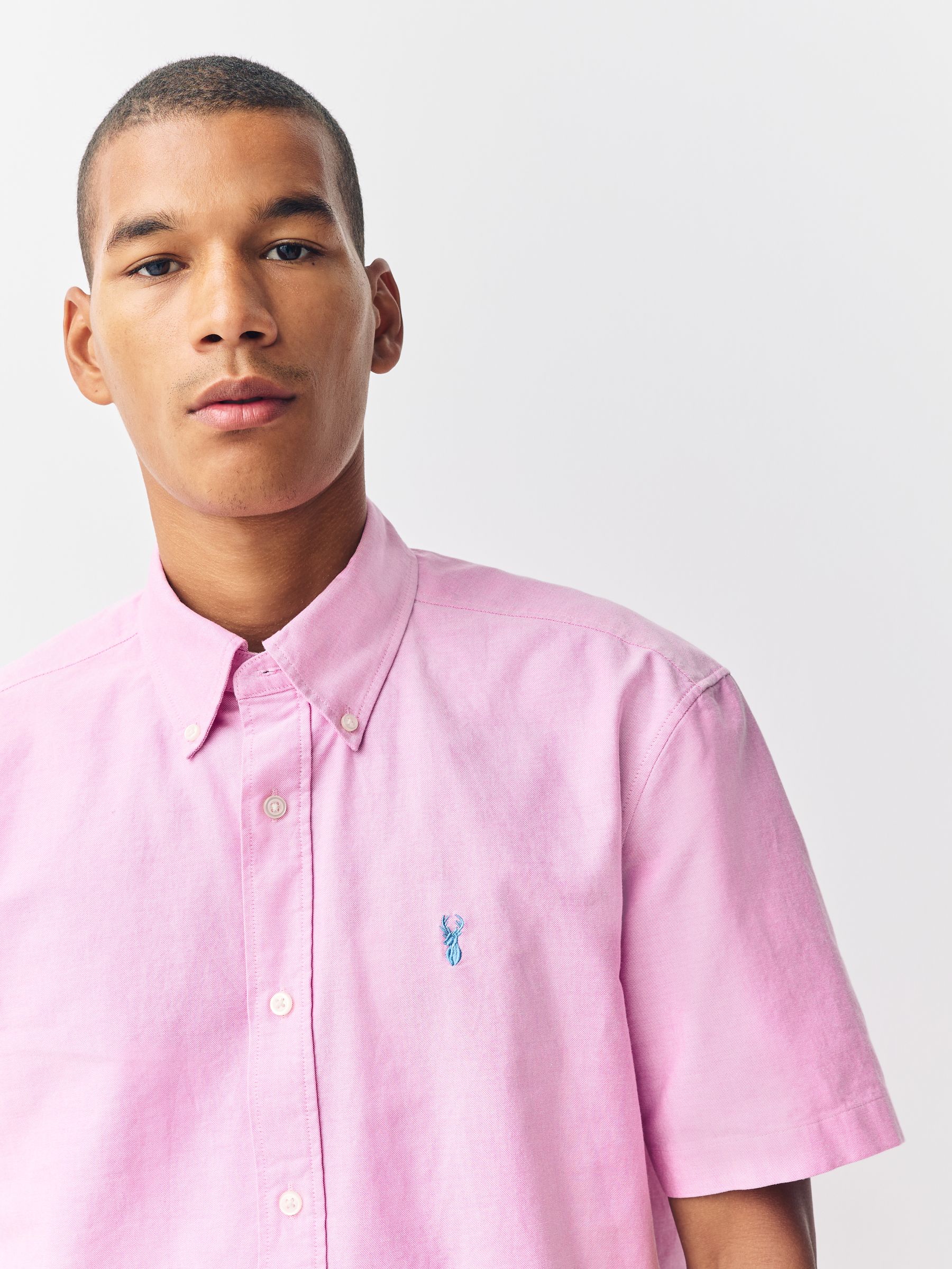 Roze - Slim Fit - Oxford-overhemd met korte mouwen