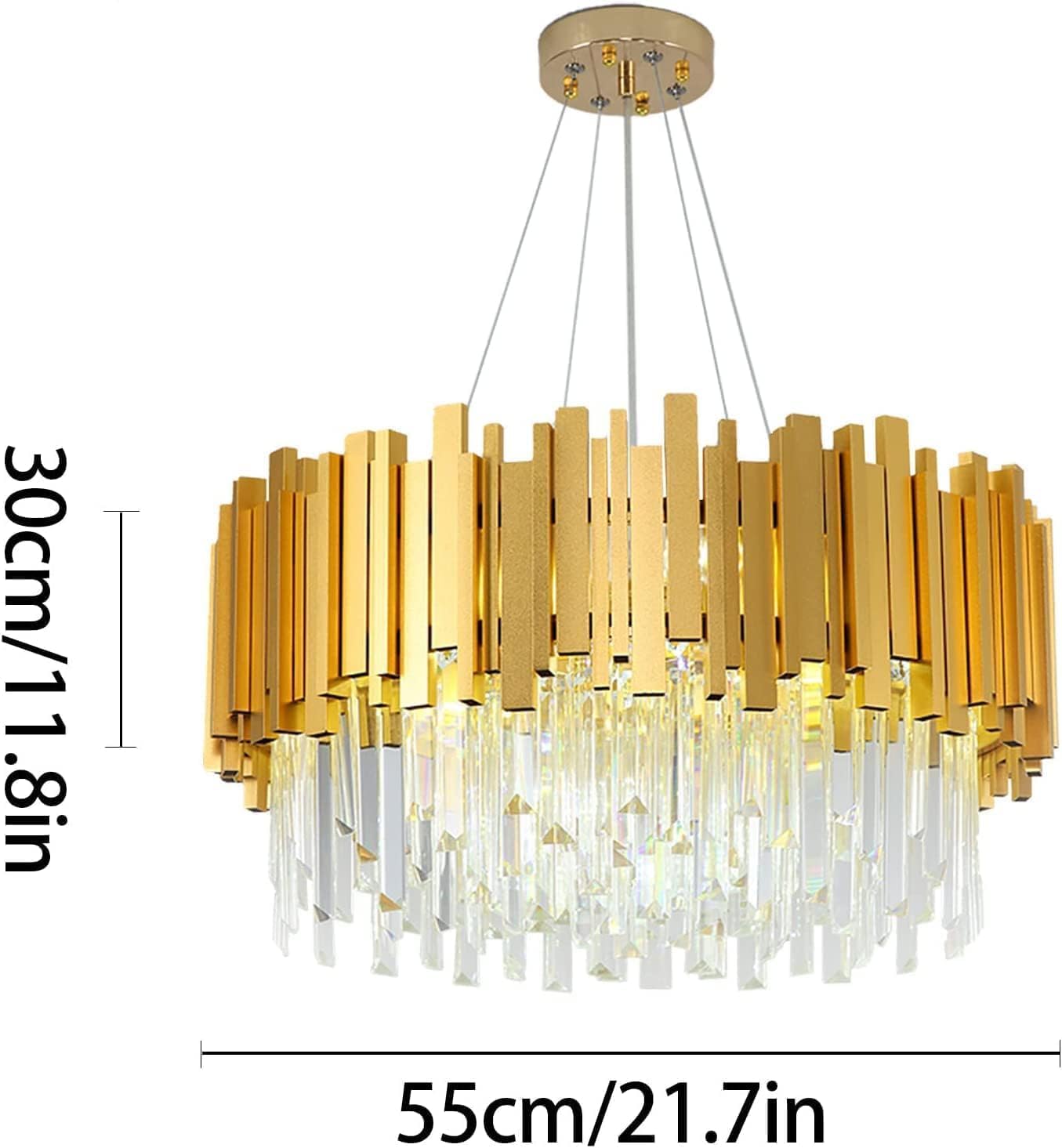 AHXIAOZN Modern Kronleuchter Kristall Leuchte,Kristall Deckenleuchte Gold,9xE14 Lichter für Esszimmer, Küche, Wohnzimmer, Schlafzimmer, Flur, Café,Bar
