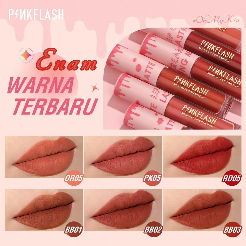 PINKFLASH - Heet blijvende matte lippencrème - 6 kleuren