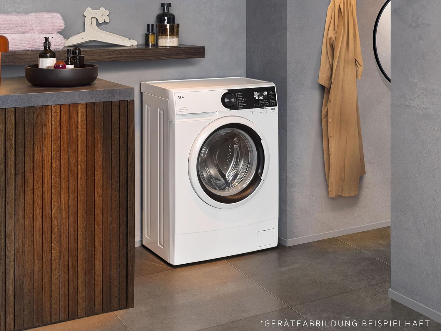 AEG Kompakte Waschmaschine nur 487 mm Tiefe, Serie 6000 ProSense-Mengenautomatik, 7,0 kg, Leise, Wasserstopp, 1400 U/min, Leichtbügeln- und Anti-Allergie-Programm, Inverter Motor, LSR6F75470
