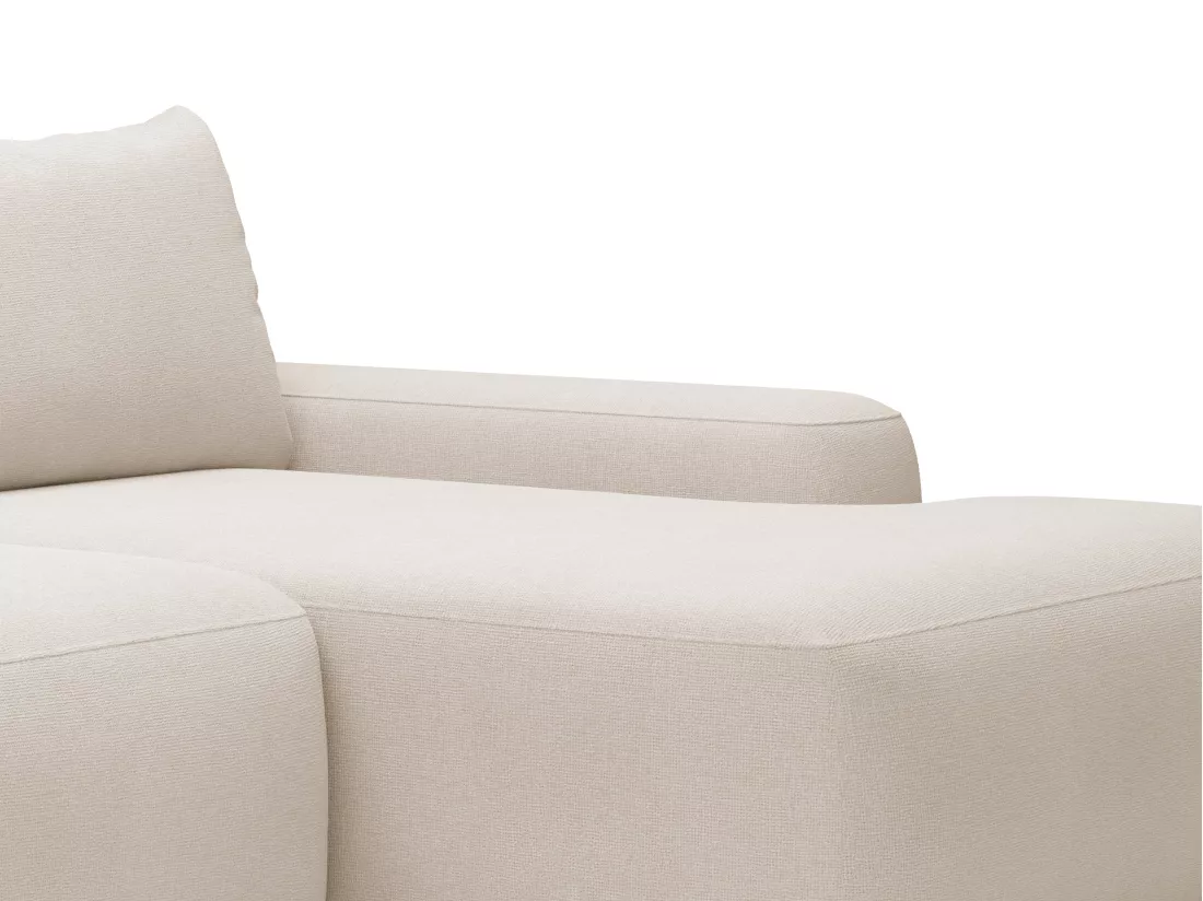 Canapé d'angle droit convertible en tissu texturé beige DAVISO