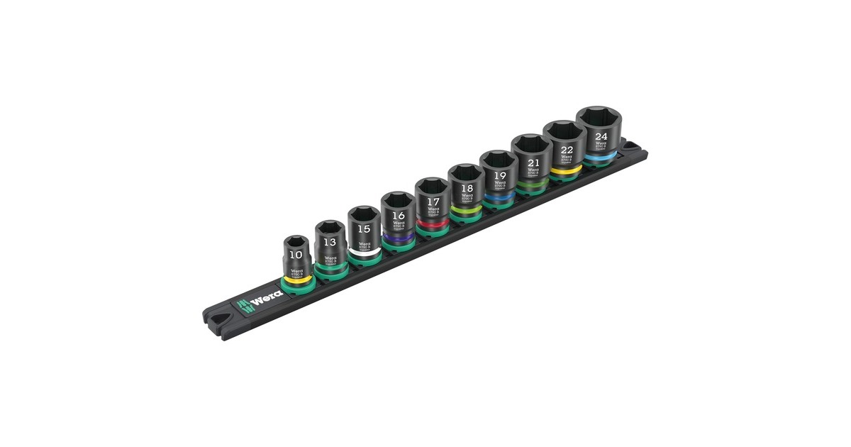 Wera9607 Dop-magneetstrip B Impaktor 1 dopsleutel  (Zwart/groen, 10‑delig)