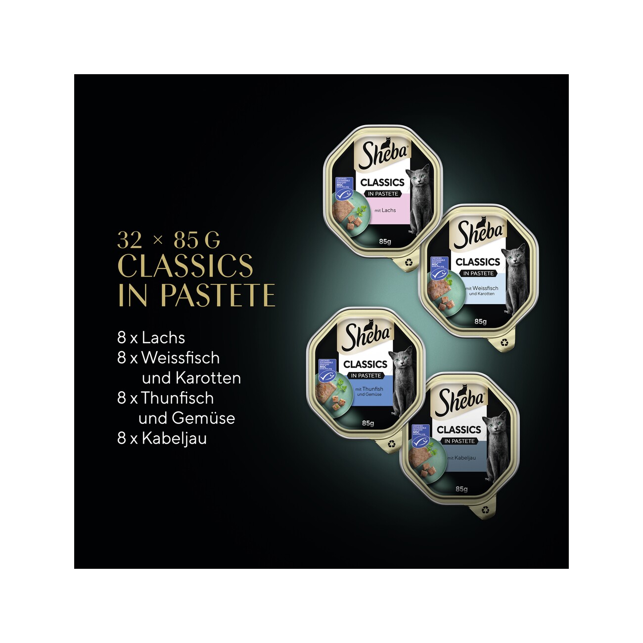 Sheba Mega-Pack Classics in Pastete Fisch Variation 32x85g