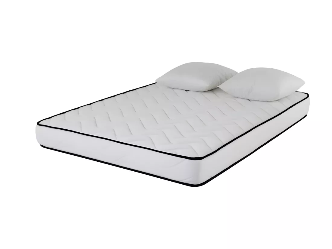 Matelas mousse Confort 160x200 - mousse - 18 cm - 2 Oreillers accueil mémoire de forme 60x60cm
