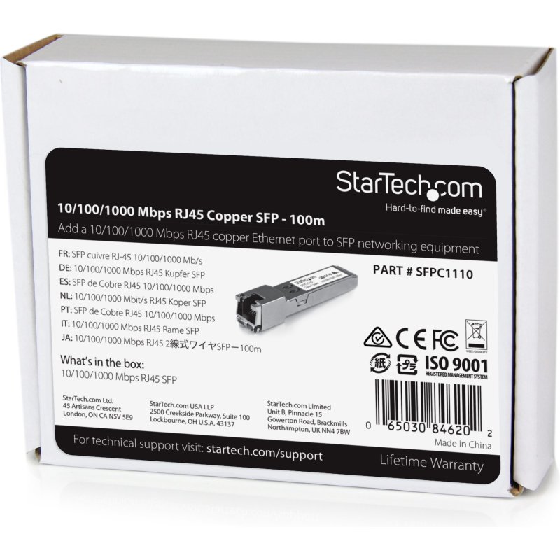 StarTech.com Module SFP GBIC compatible Cisco SFP-GE-T - Transceiver Mini GBIC 1000BASE-T