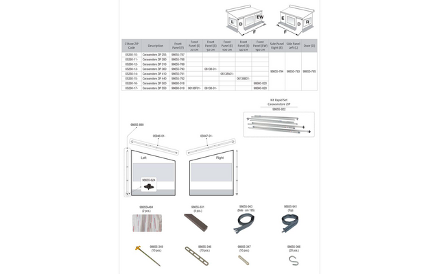 Fiamma Front Panel F für Markisenzelt Caravanstore ZIP 440 Fiamma Ersatzteilnummer 98655-792