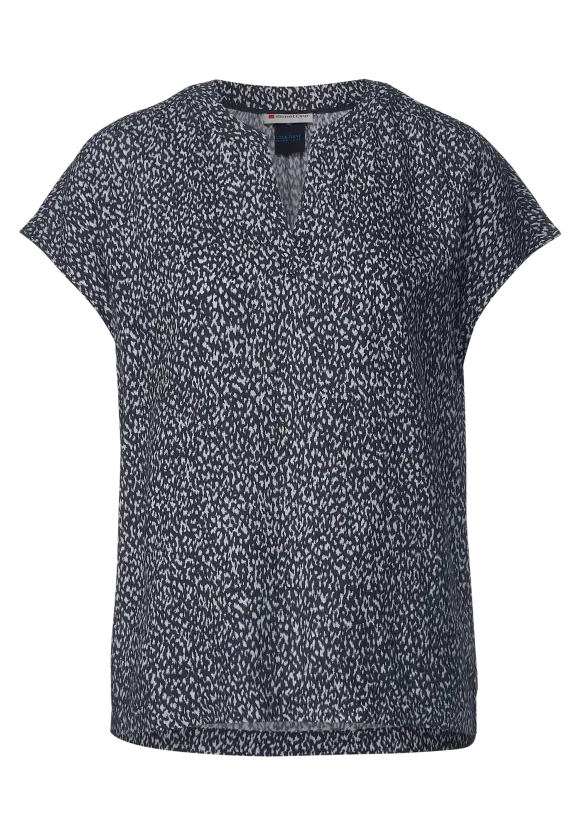 Shirtbluse mit Minimalprint - deep blue