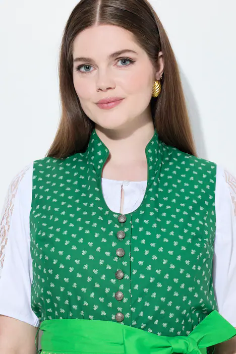 Dirndl, Stehkragen, Schmuckknöpfe, ärmellos, grasgrün