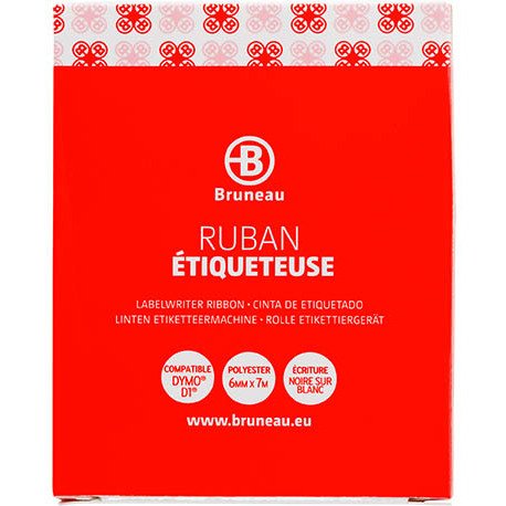 Ruban polyester 6 mm blanc écriture noire