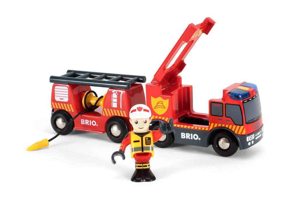 BRIO Spiel Feuerwehr-Leiterfahrzeug mit Licht & Sound