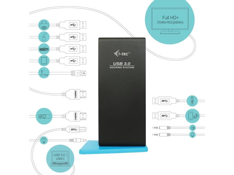 i-tec Dockingstation USB-C/USB-A Dual HDMI USB-A- und USB-C-Dockingstation mit zwei Videoanschlüssen