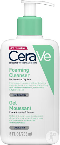 CeraVe Gel Nettoyant Moussant Peaux Normales À Grasses Flacon Pompe 236ml