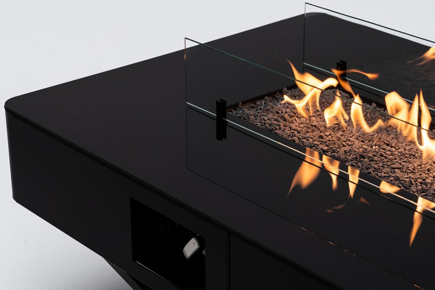 PLANIKA Rio Table - Kaffeetisch mit LPG - Feuerstelle, schwarz, tragbar, für den Garten und die Terrasse