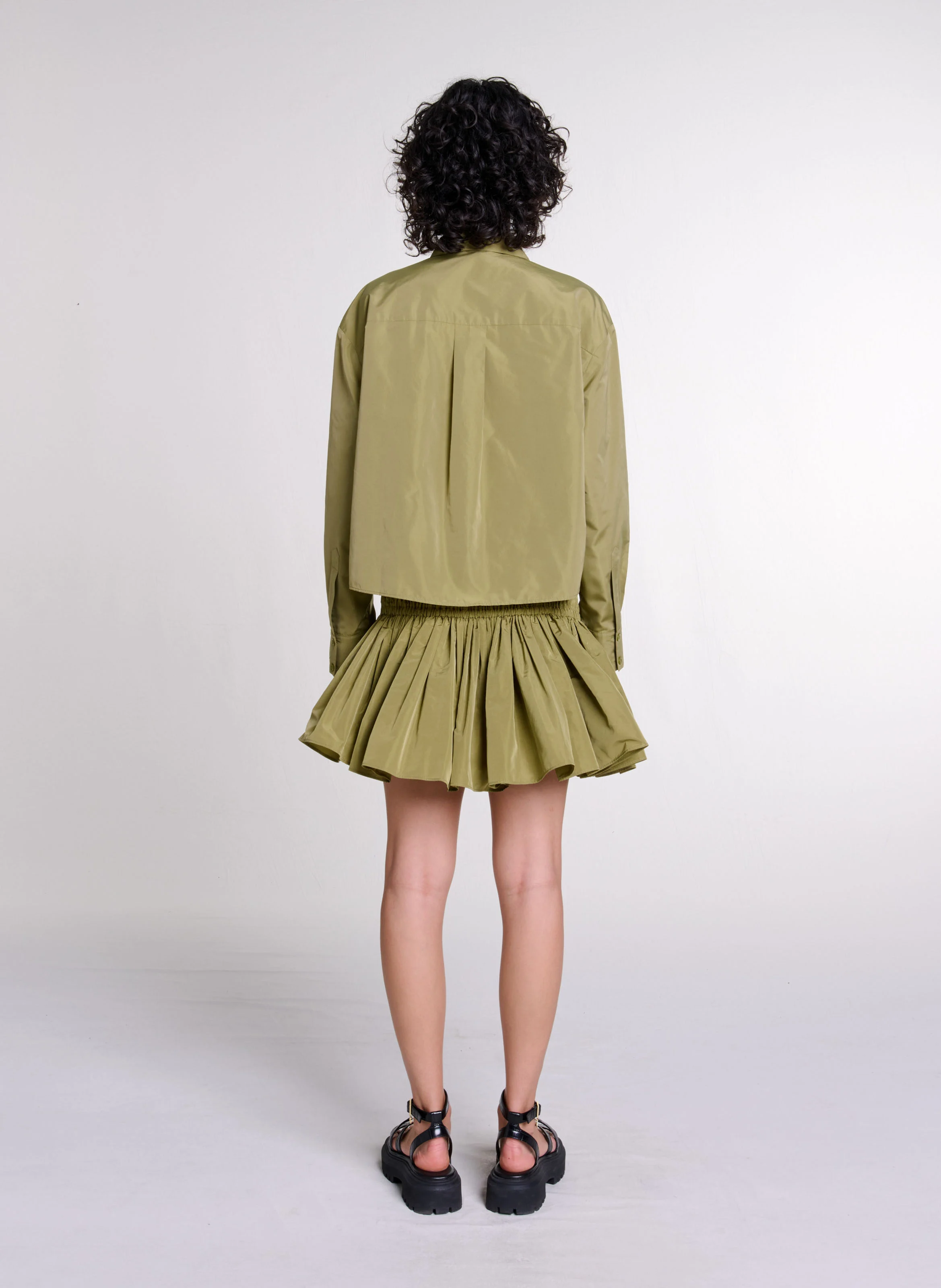 Chemise droite ajourée | Kaki