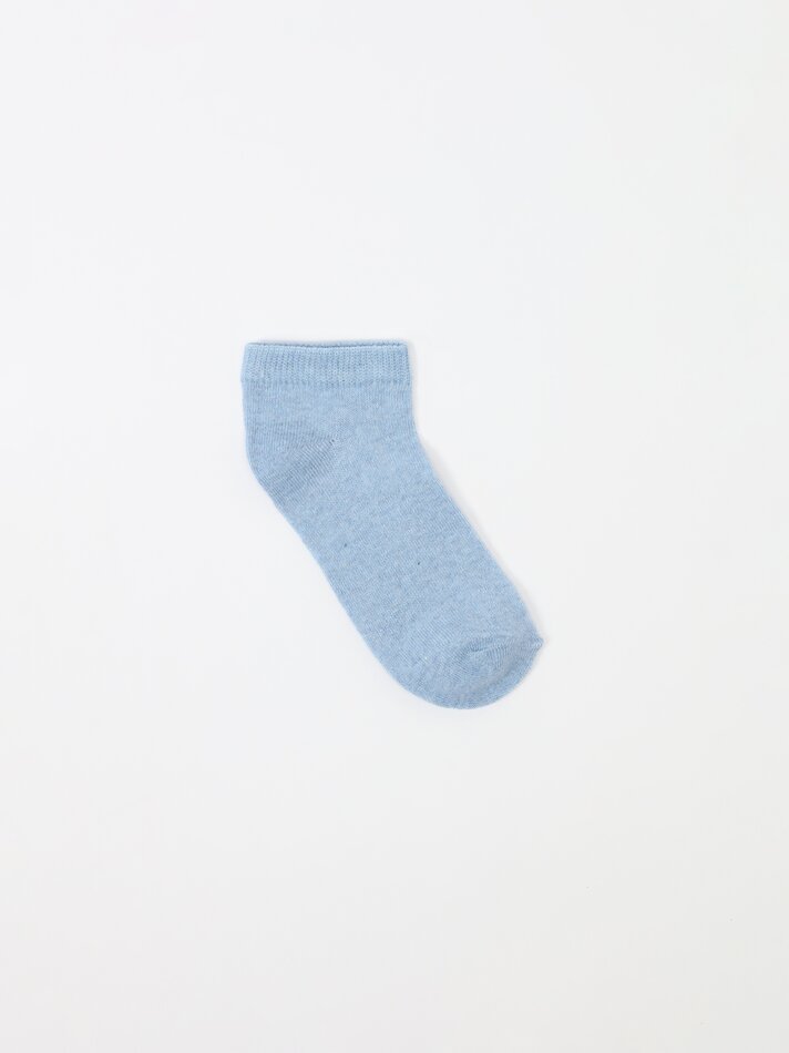 Pacote com 7 pares de meias curtas em cores básicas - Azul Claro