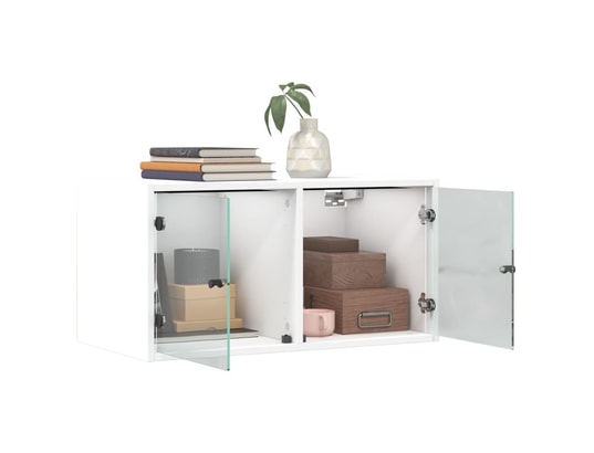 VIDAXL - Armoire de rangement Armoires murales avec portes en verre 2 pcs blanc 68,5x37x3...