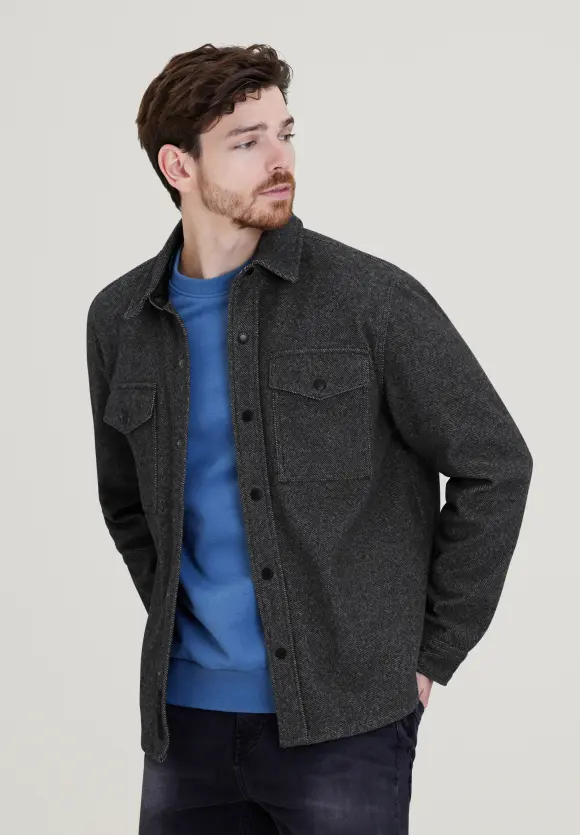 Overshirt in Wolloptik - anthracite grey melange