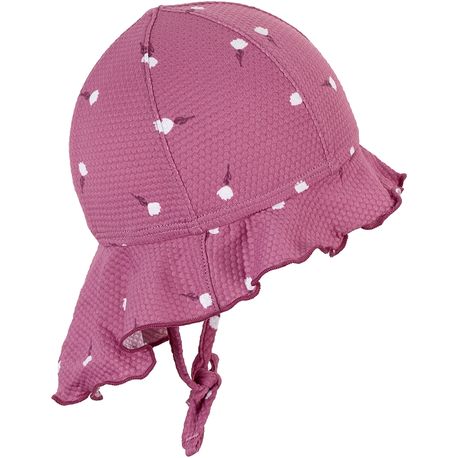 Sterntaler Schirmmütze mit Nackenschutz Blumen purpur