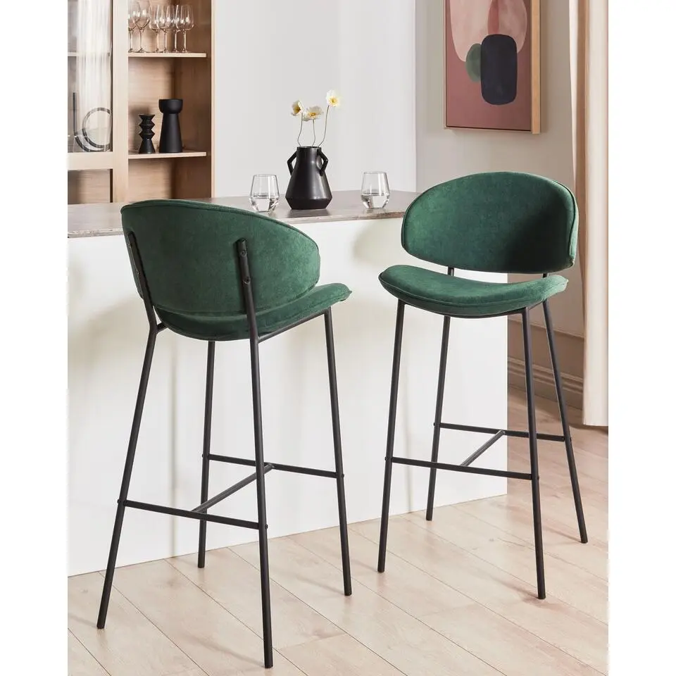 KIANA - Barkruk set van 2 - Groen - Polyester