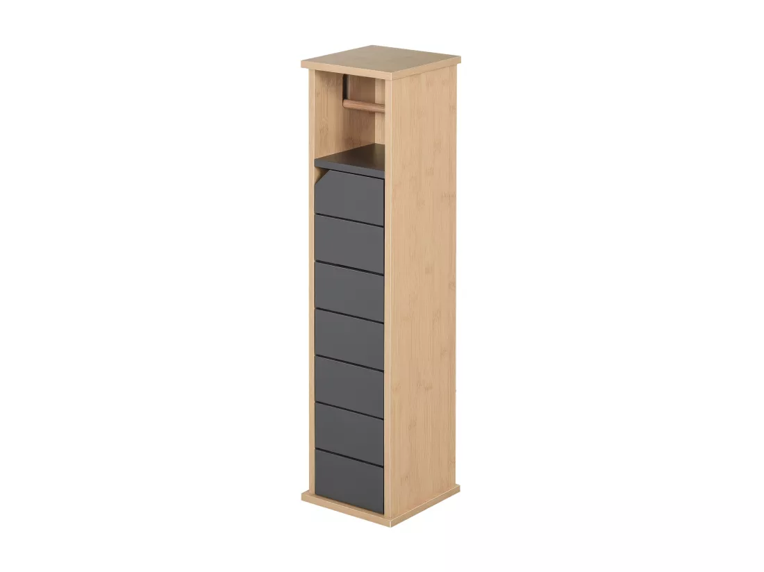 Support papier toilette - porte-papier toilette - armoire pour papier toilette - 2 niveaux + sortie papier MDF gris bambou
