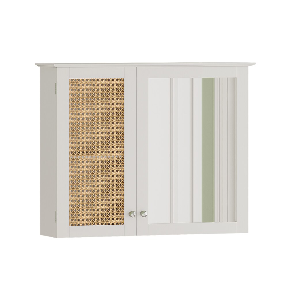 Vicco Spiegelschrank Rosario 60 x 49 cm, Weiß, mit 2 Türen, Badezimmer, modern