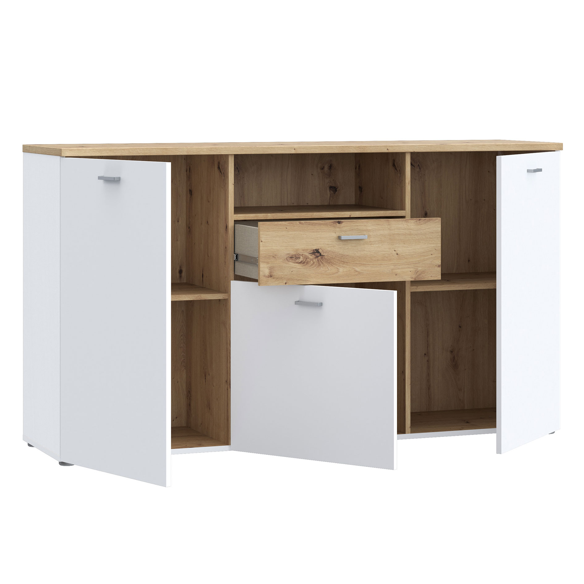 Sideboard - weiß - Artisan Eiche - 154 cm breit