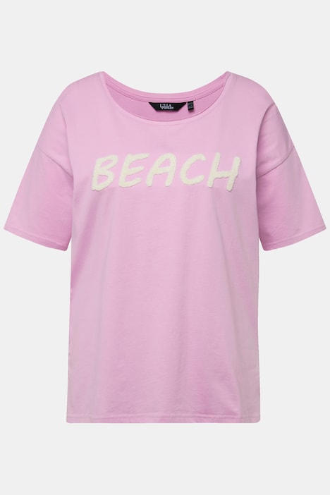 T-Shirt, Frottee-Schriftzug, Oversized, Rundhals, Halbarm