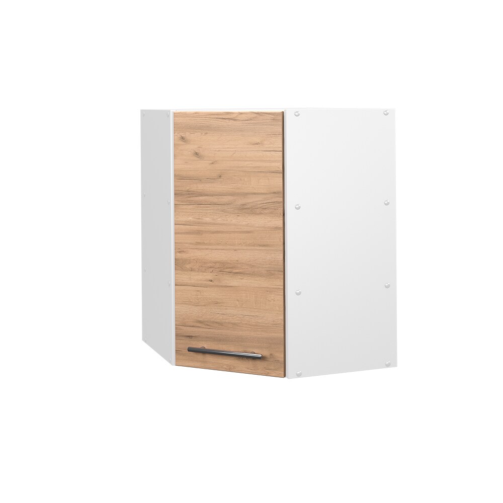 Vicco Eckhängeschrank Küchenschrank Küchenmöbel Fame-Line Weiß Eiche modern 57 cm Küche Einbauküche Eckküche Hängeschrank Drehtür Einlegeboden Küchenzeile