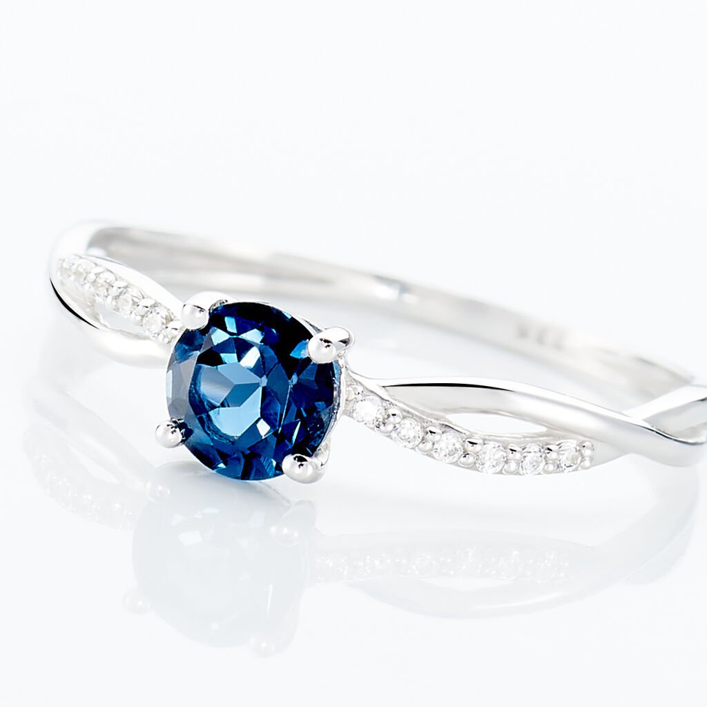 Bague Lalia Or Blanc Topaze Et Oxyde De Zirconium