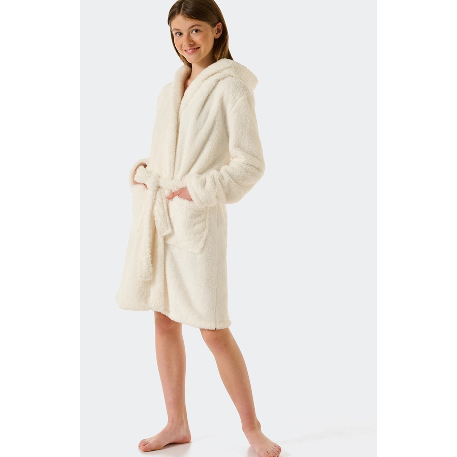 Schiesser Bademantel Teddy Fleece off-white