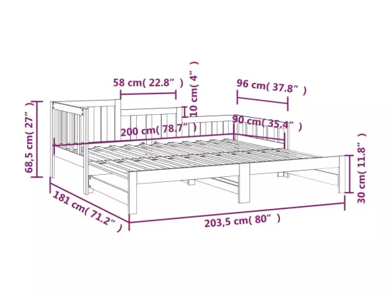 Lit coulissant sans matelas blanc 2x(90x200) cm