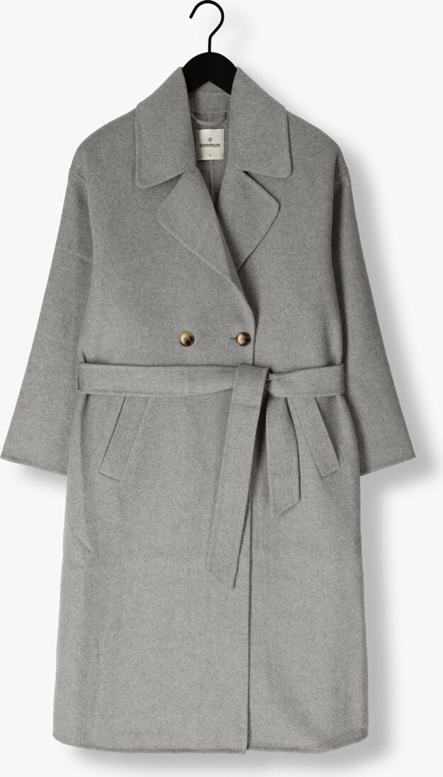 grijze summum mantel long coat wool classic