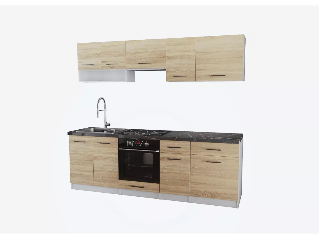 Cuisine Viki bois chêne vif 8 éléments 240 cm 18 mm