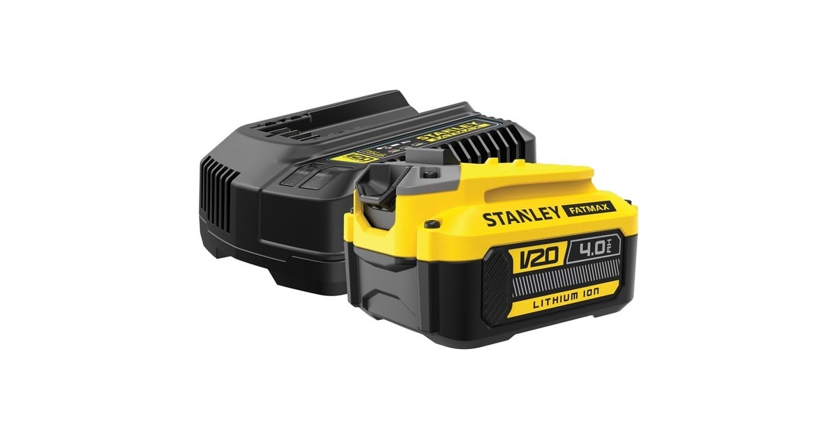 StanleyFATMAX V20 18V Startkit oplader  (Geel/zwart, Oplader (2A) en accu (4.0Ah) inbegrepen)